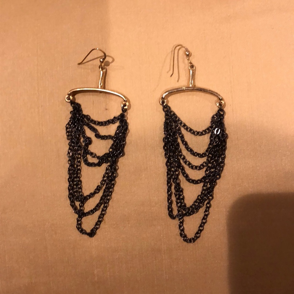 3 inch gun metal chain link earrings